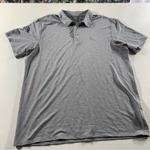 Vuori Polo Shirt Womens Large Gray Heather Performance Pocket 2-Button Golf Soft